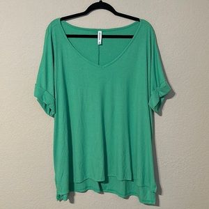 Zenana Ribbed V Neck T Shirt